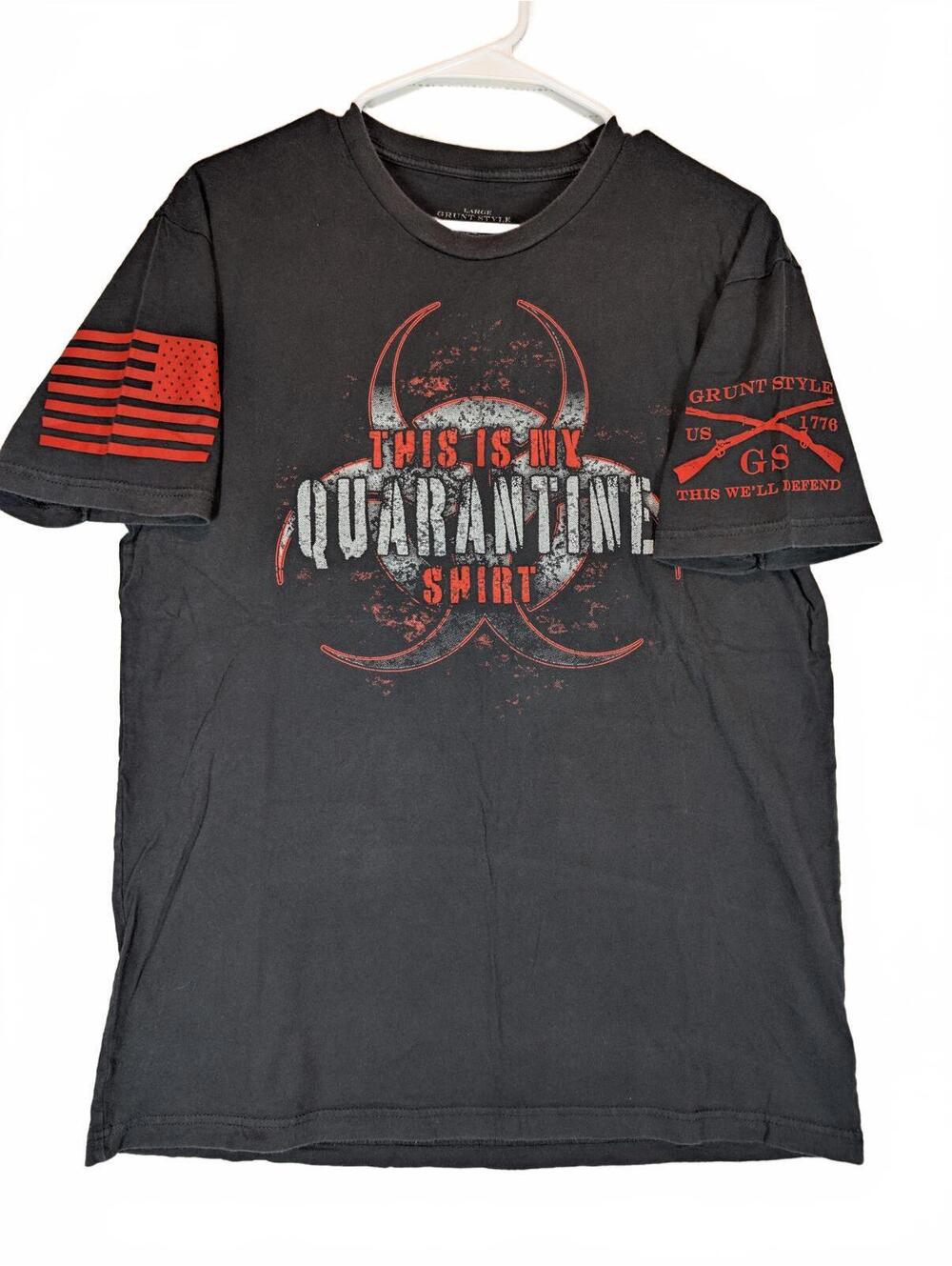 Grunt Style Quarantine Shirt Graphic Biohazard Tee Mens Large Patriotic